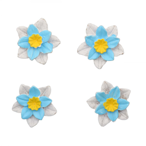 LR15-4618 Объемные фигурки 'Цветок' (полимер), бело-голубой, 3*3 см, упак./4 шт., 'Астра'