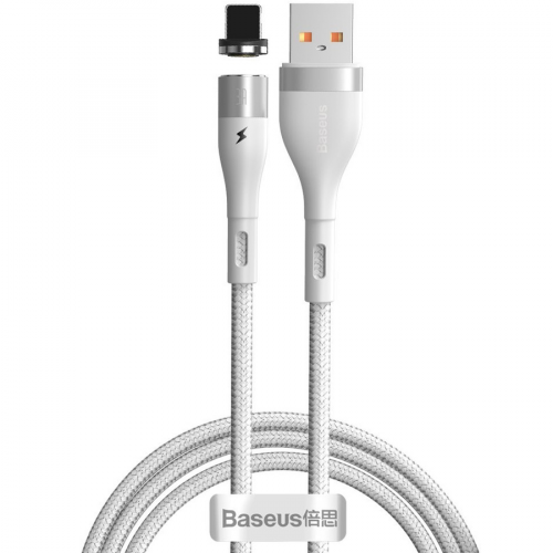Магнитный кабель USB 2.0 A - Lightning 1м Baseus Zinc Magnetic Safe Белый (CALXC-K02)