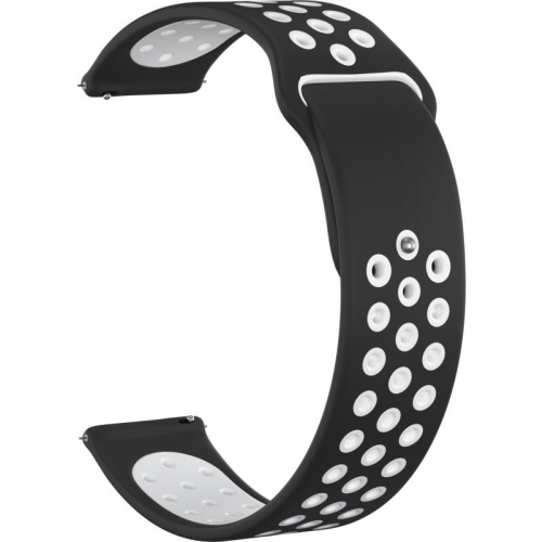 Ремешок силиконовый GSMIN Sport Edition 22 для Huawei Watch GT 2e (Черно-белый)