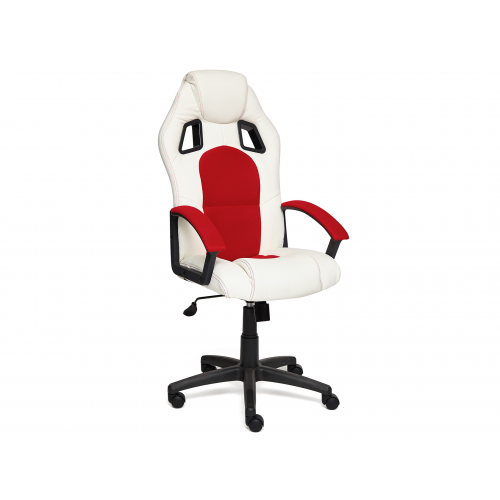 Игровое кресло Driver Кож/зам + ткань, белый/красный