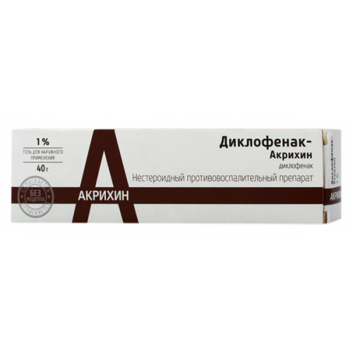 Диклофенак-Акрихин гель для наружн.прим.1% 40 г