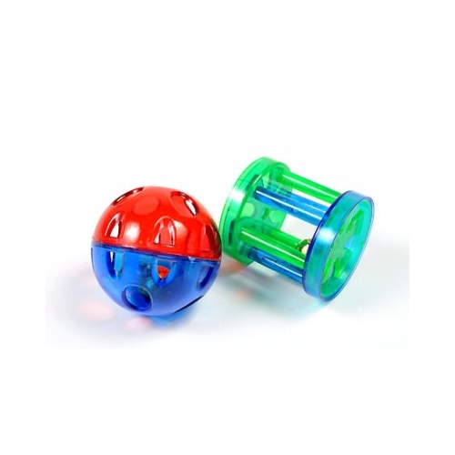Набор игрушек для кошек Beeztees Мяч-погремушка и цилиндр с колокольчиком, 4 см