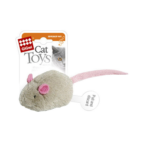 Мягкая игрушка для кошек GiGwi "Мышка" для кошек с электронным чипом, серый, 6 см