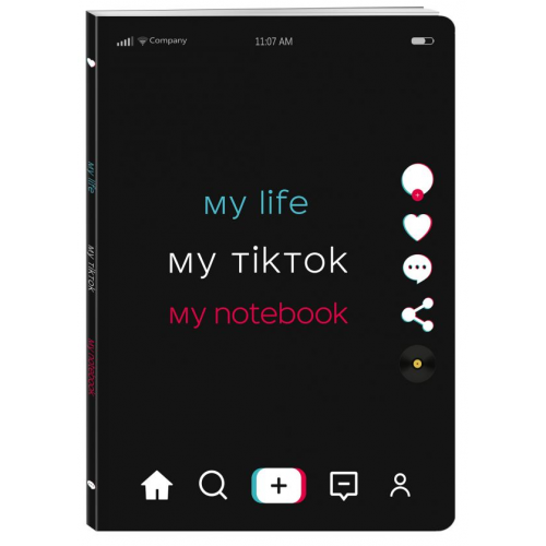 Творческий блокнот Бомбора My life my TikTok my notebook, А4, мягкая обложка, круглые углы