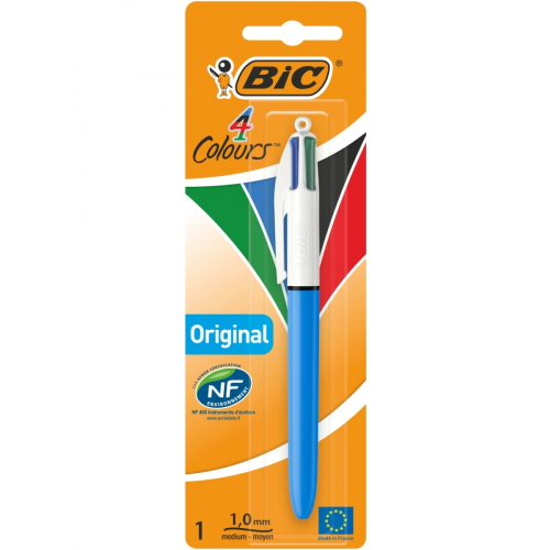 Ручка шариковая BIC 802077, красная, зеленая, синяя, черная, 0,7 мм, 1 шт