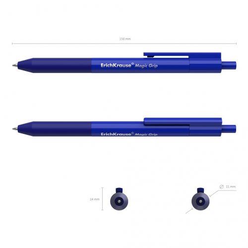 Ручка гелевая ErichKrause Magic Grip 48198, синяя, 0,5 мм, 1 шт