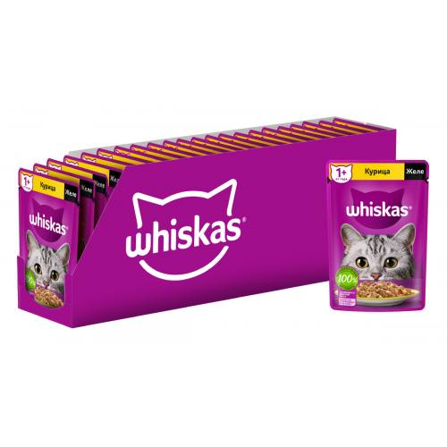 Влажный корм Whiskas для кошек, желе с курицей, 28 шт по 75г