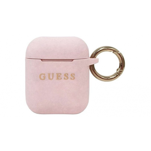 Чехол с карабином CG Mobile Guess Silicone case with ring для AirPods 1/2, Розовый