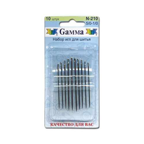 Набор игл Gamma 5/0-1/0 N-210 швейных ручных 10 шт