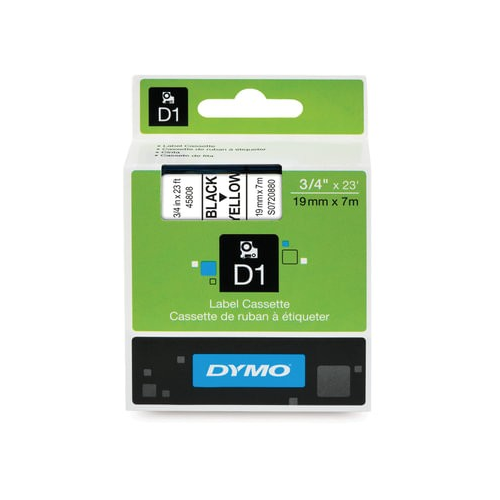 Картридж для принтеров этикеток DYMO D1 19мм х 7м пластик чёрный шрифт желт фон S0720880