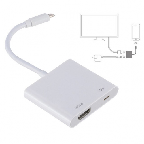 Переходник Digital AV Adapter Lightning папа Audio HDMI мама (белый)