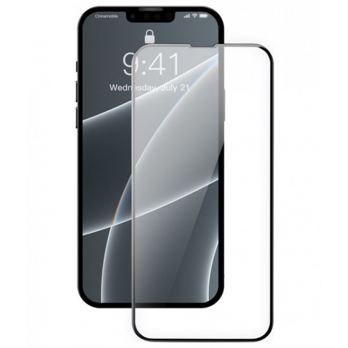 Стекло Baseus Full Glass Super porcelain 0.3 мм для iPhone 13/13 Pro с черной рамкой