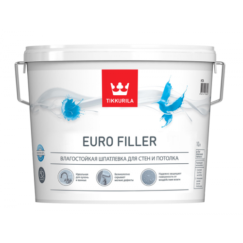 Шпатлевка для стен и потолка Tikkurila Euro Filler влагостойкая 10 л