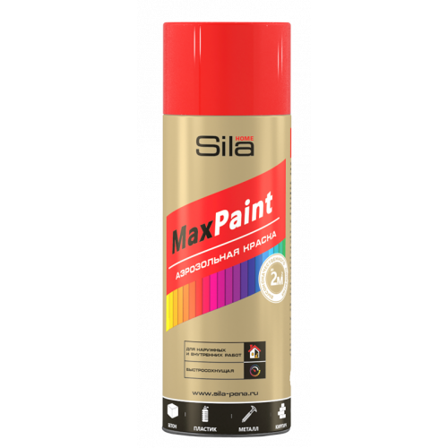 Аэрозольная краска Sila HOME Max Paint, глянцевая, красный флуоресцентный, 520 мл