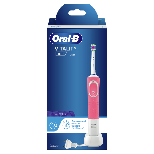 Электрическая зубная щетка Braun Oral-B Vitality D100.413.1 3D White/Pink