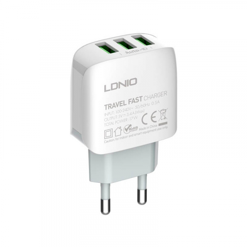 Сетевое зарядное устройство Ldnio A3312 3xUSB + MicroUSB White LD_B4560