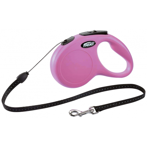 Поводок-рулетка для собак flexi New Classic трос, розовый, S, до 12 кг, 5 м