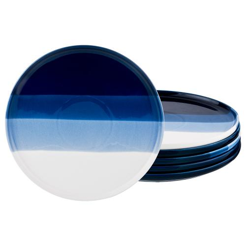 Набор десертных тарелок Lefard, Бристоль, 25 см, 6 предметов, белый/синий