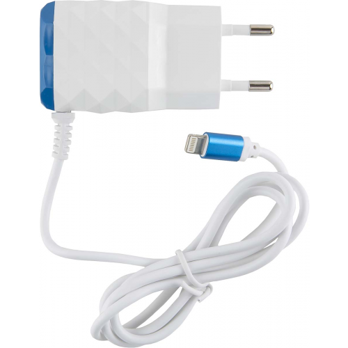 Сетевое зарядное устройство RED LINE 2 USB, 2,1 A, white/blue