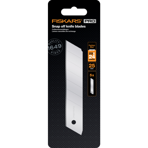 Лезвия сменные для выдвижного ножа Fiskars CarbonMax 1027233, 25 мм, 5 шт