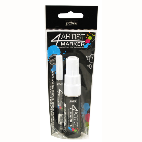 Pebeo 4Artist Marker на масляной основе 2 мм 8 мм 2 шт перо круглое и скошенное белый