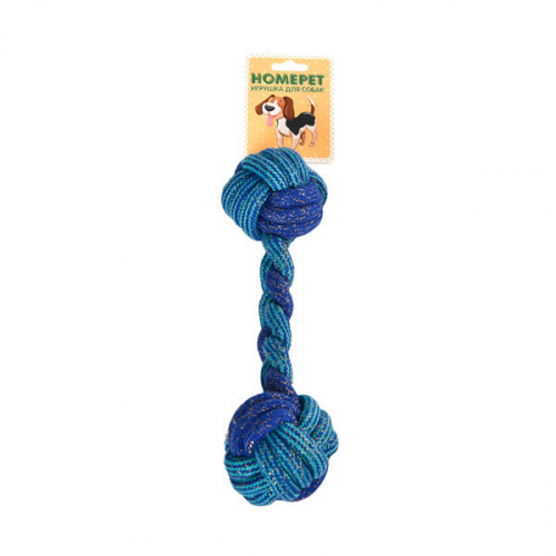 Игрушка для собак Homepet Seaside гантель из каната сине-голубая 6 см х 25 см, синий