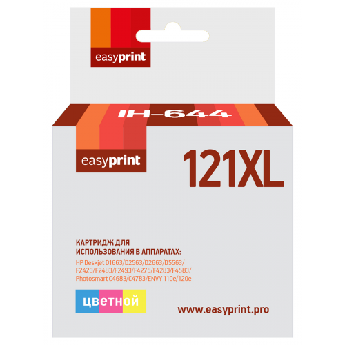 Струйный картридж EasyPrint IH-644 (CC644HE/CC644/121XL/121 XL) для принтеров HP, цветной