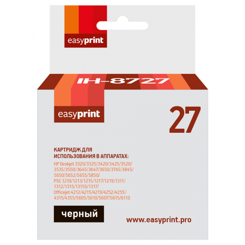 Струйный картридж EasyPrint IH-8727 (C8727AE/27/C8727) для принтеров HP, черный