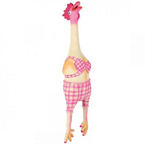 Игрушка-пищалка для собак TRIXIE Курица кудахтающая из латекса, розовый, бежевый, 48 см
