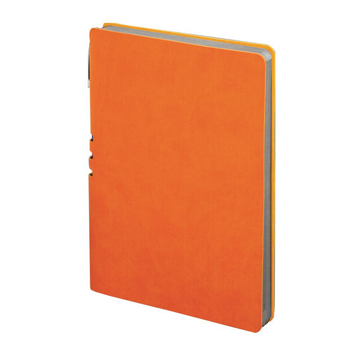 Бизнес-блокнот Vivella, А5-, линия, 112 листов, ручка, цвет обложки оранжевый