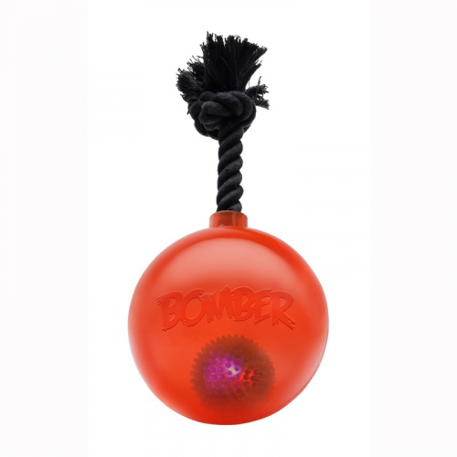 Апорт для собак Hagen Bomber мяч светящийся с ручкой, оранжевый, 17 см