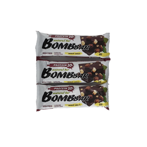 Батончик Bombbar Protein 3 60 г, 3 шт., шоколад/фундук