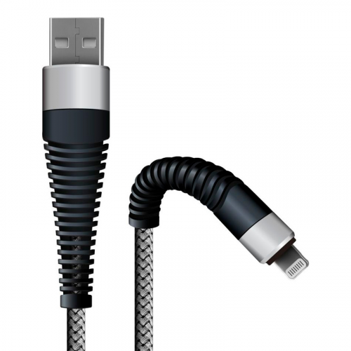 Кабель BoraSCO Fishbone USB/Lightning 3А 1м, серый (38508)