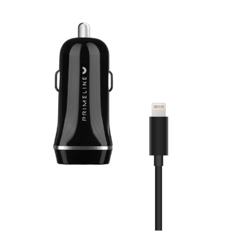 Автомобильное зарядное устройство Prime Line 2USB 2.4A + кабель Apple lightning 8-pin 1.2м