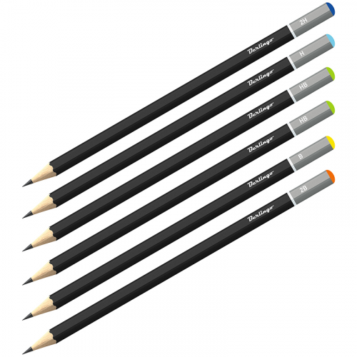 Набор карандашей чернографитных, 2H-2B, заточенные, 6 штук