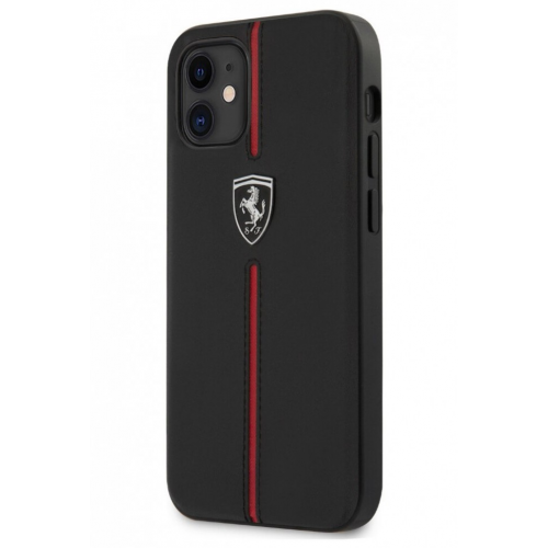 Чехол CG Mobile Ferrari Off-Track Genuine Leather/Nylon stripe iPhone 12 mini Черный