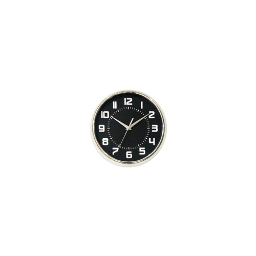 LADECOR CHRONO Часы настенные, 25 см, в хромированном канте, черные, пластик, 1хАА