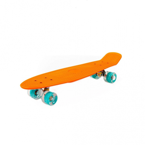 Скейтборд Полесье оранжевый с бирюзовыми колесами, 66 см