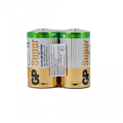 Алкалиновые батарейки GP Super Alkaline 13А типоразмера D - 2 шт., в пленке