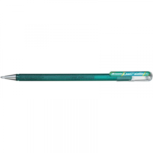 Ручка гелевая Pentel Hibrid Dual Metallic K110-DDX, зеленая, синяя, 1 мм, 1 шт