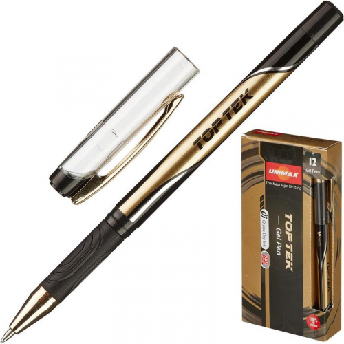 Ручка гелевая Unimax Top Tek Gel stick Gold KO_722482, черная, 0,5 мм, 1 шт