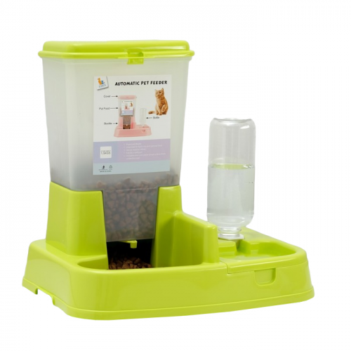 Комплекс Пижон: контейнер для корма (1,5 кг), съемная миска и поилка, зеленый