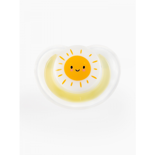 Соска-пустышка Happy Baby латексная ортодонт с колпачком, цвет: yellow (от 0 месяцев)