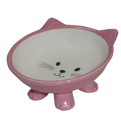 Одинарная миска для кошек Foxie, керамика, розовый, 0.11 л