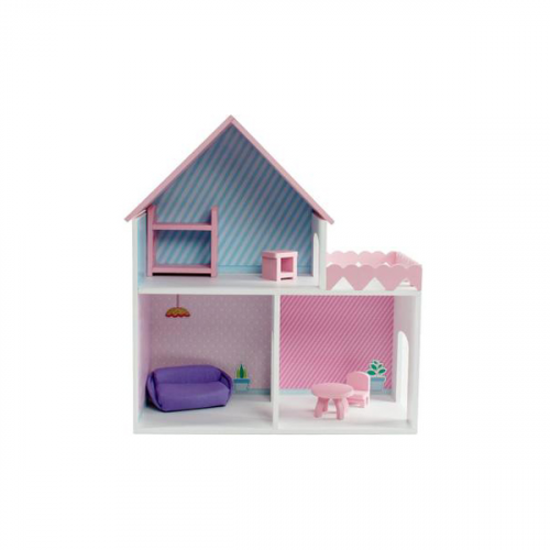 Кукольный домик Коняша Пломбир с интерьером и мебелью для кукол до 15 см, 45x50x20 см