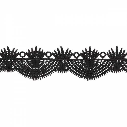 Кружево матовое гипюр, 3 см x 13,72 м, цвет: черный, арт. 3AR322