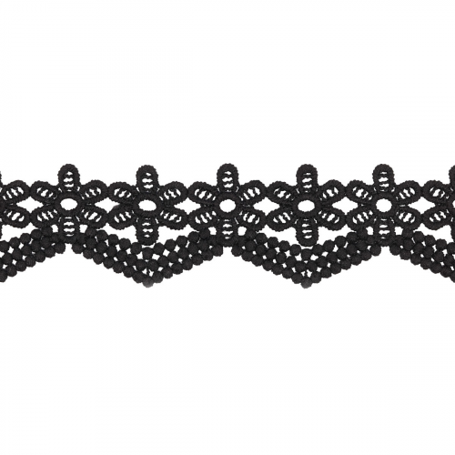 Кружево матовое гипюр, 4 см x 13,72 м, цвет: черный, арт. 3AR326