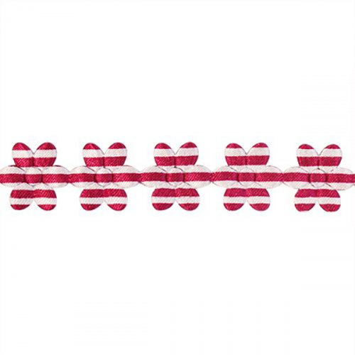 Лента фигурная "Цветочки", 1 рулон 25 м, цвет: 02 розовый/белый, арт. YH114