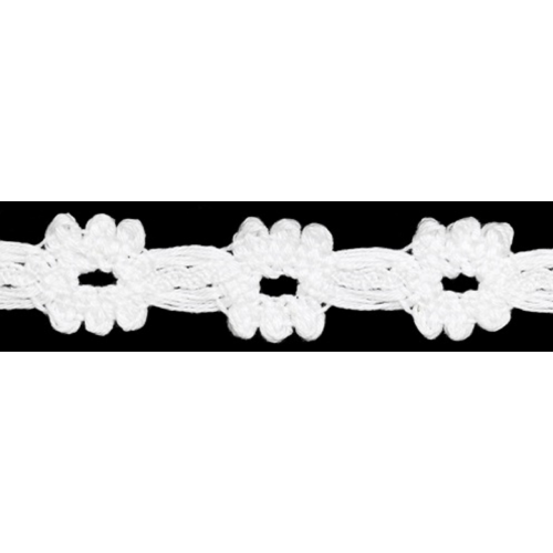 Кружево вязаное хлопчатобумажное, цвет: белый, 15 мм x 20 м, арт. JDC130