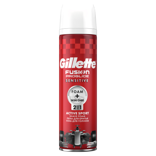 Пена для бритья Gillette Fusion proglide sensitive Active sport 2в1 250 мл